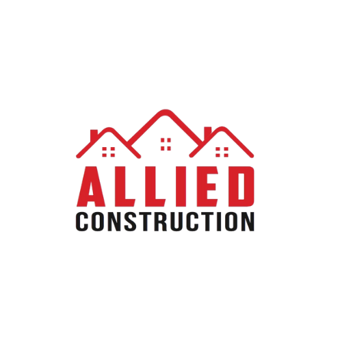 Allied Construction logo with three red rooftops above bold red 'ALLIED' and black 'CONSTRUCTION' text.