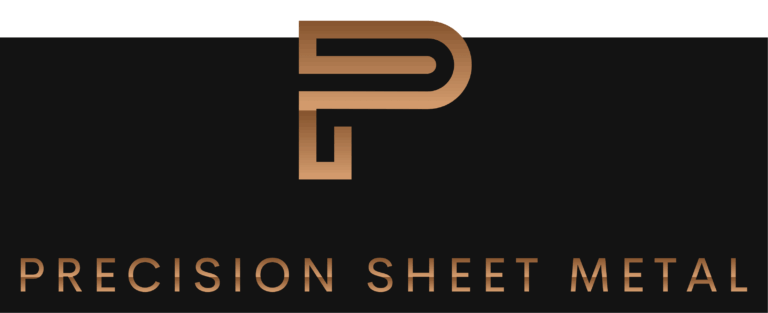 Precision Sheet Metal Logo in gold and black